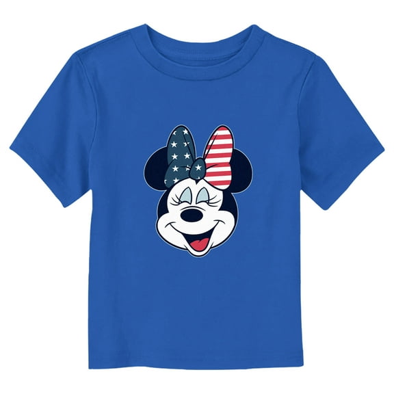 Toddler's Mickey & Friends American Flag Minnie Graphic Tee Royal Blue 5T