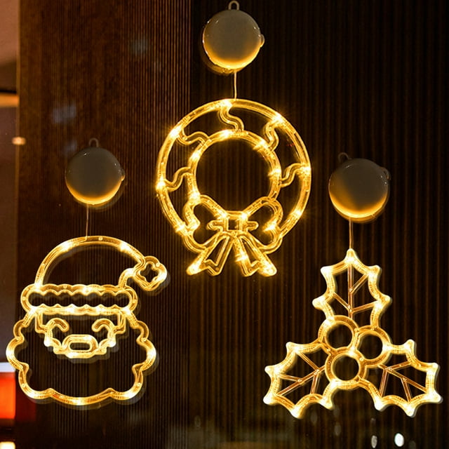 Christmas atmosphere decorative light LED light Christmas Green Santa suction cup light window light Hanging light window