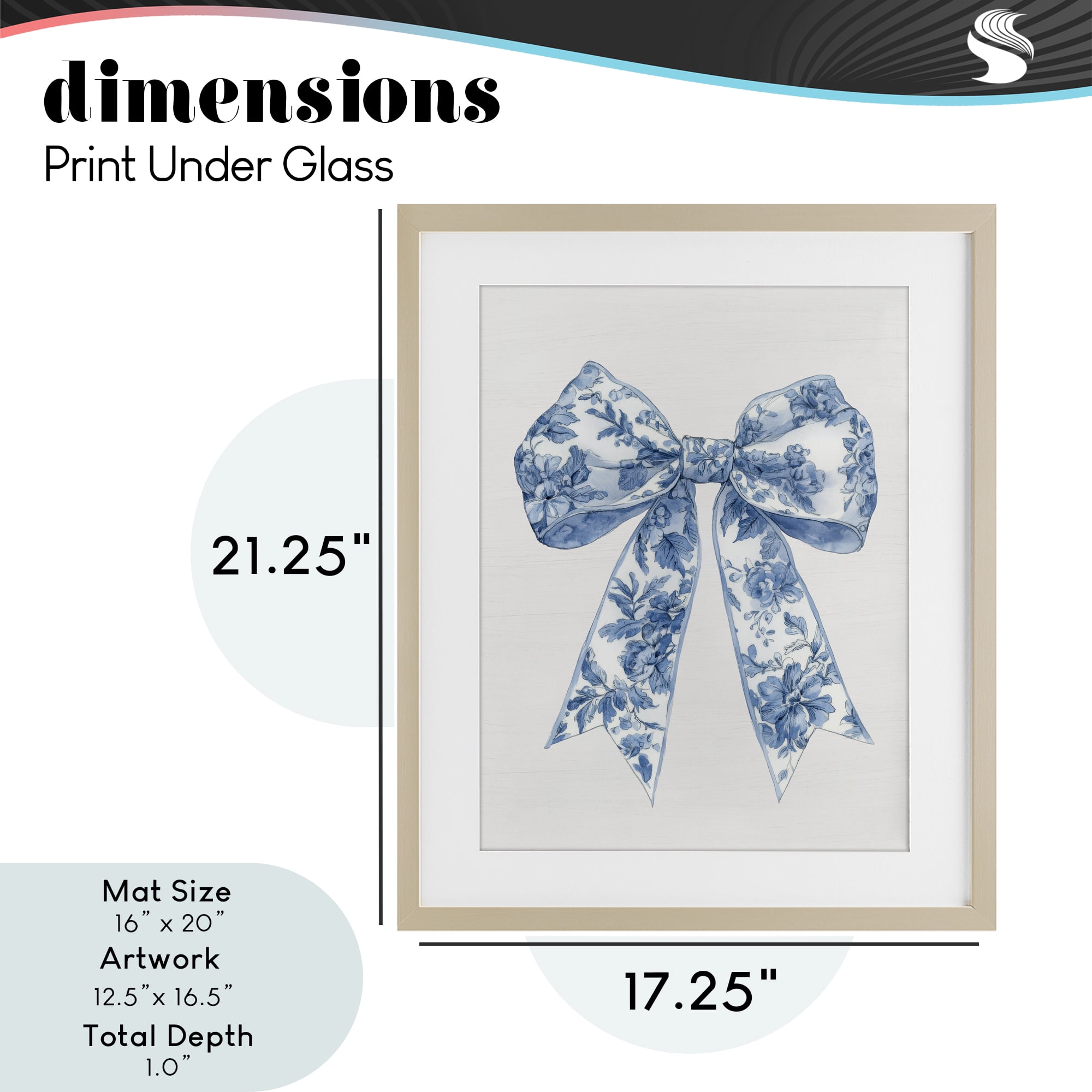 Soft Delicate Toile Bow Birch Framed Print Under Glass, design by Lettered and Lined