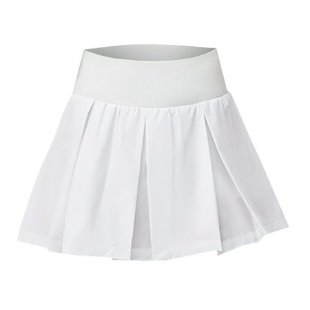 YUHAOTIN Female Mini Skirt Lingerie Leather Pleated Skirt with Comfy Casual Stretchy Band Plaid Sports Skirt Outdoor Running Tennis Culottes Yoga Culottes Pleated Skirt Short Skirt White Lace Skirt