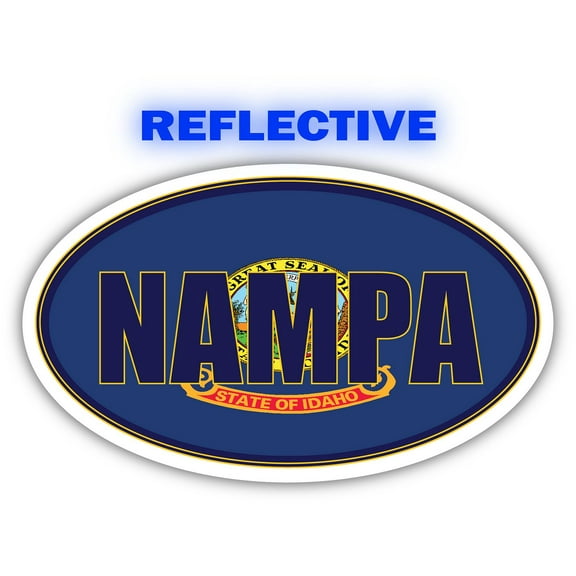 Nampa City Idaho State Flag | ID Flag Canyon County Oval State Colors Reflective Sticker Car Decal 3x5 inches