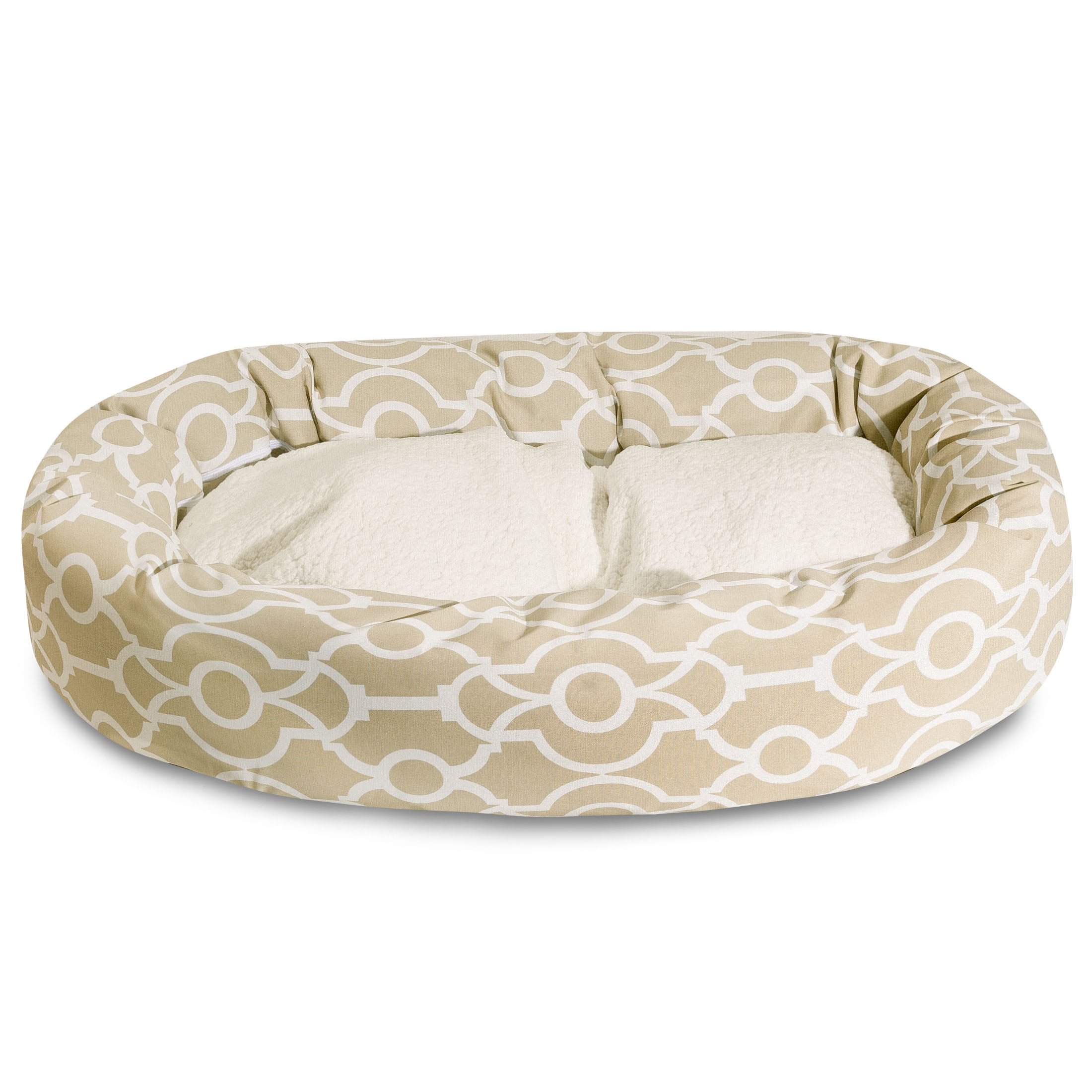 Majestic Pet Sherpa Athens Bagel Pet Bed for Dogs, Calming Dog Bed Washable, Extra Large, Sand