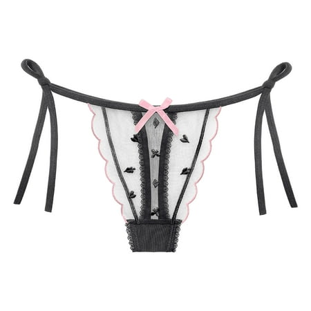 

sebtyili womens jacquard tulle breathable cute thong strappy underwear