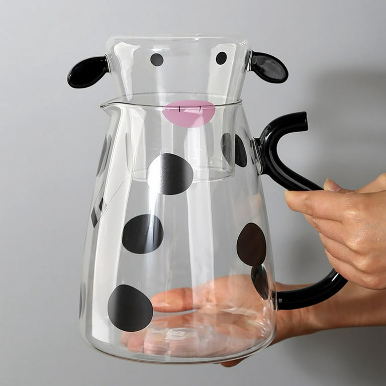 JoyJolt Beverage Serveware Glass Pitcher with Handle & 2 Lids - 60 oz  Carafe for Hot Liquids or Cold Drinks