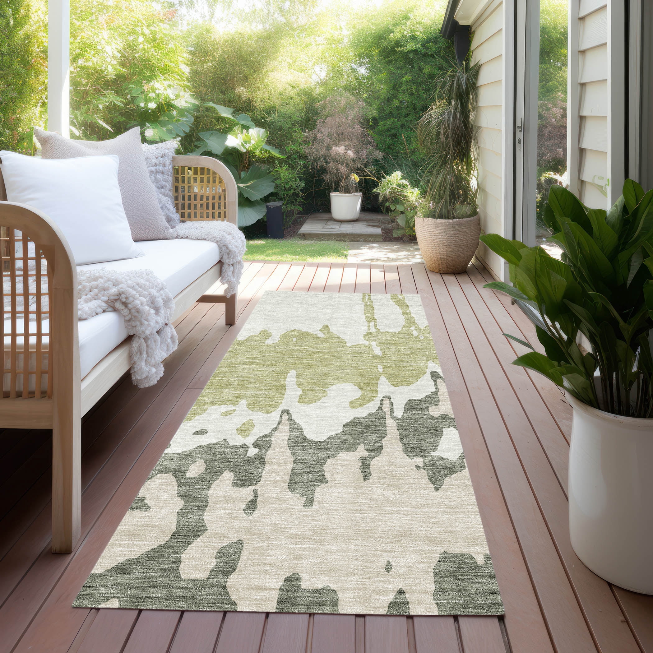 Addison Rugs Chantille Indoor/Outdoor Transitional Abstract Aloe Washable Runner Rug, 2'3" x 7'6"