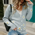 thumbnail image 4 of Odeerbi Cardigan for Women Open-Front Cardigan Sweaters 2025 Fashion Top Outwear Coat Sleeve Long Sleeve Daisy Coat Gray, 4 of 9