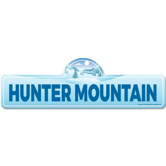 Hunter Mountain Street Sign | Indoor/Outdoor | Skiing Skier Snowboarder Décor for Ski Lodge Cabin Mountian House | SignMission personalized gift