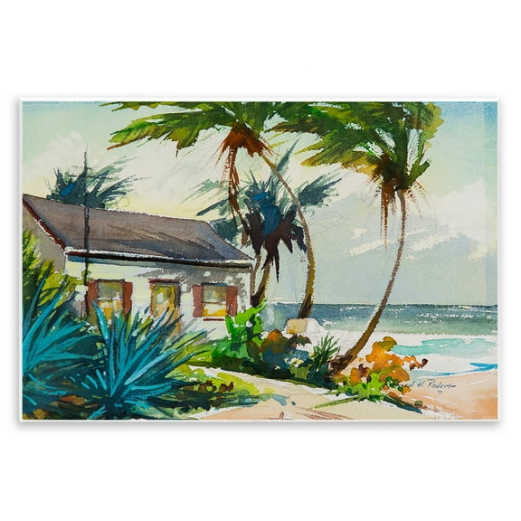 Stupell Industries Windswept Palms Cottage Landscape & Nature Painting Unframed Art Print Wall Art, 15 x 10