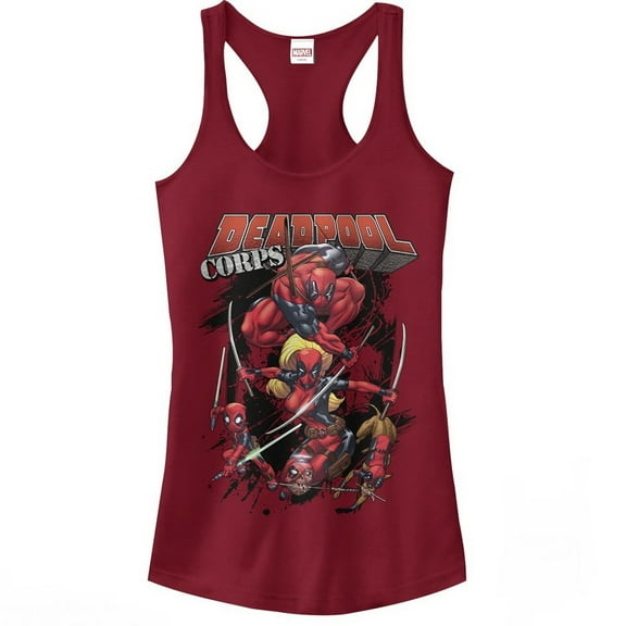 Junior's Marvel Deadpool Corps Racerback Tank Top Scarlet 2X Large