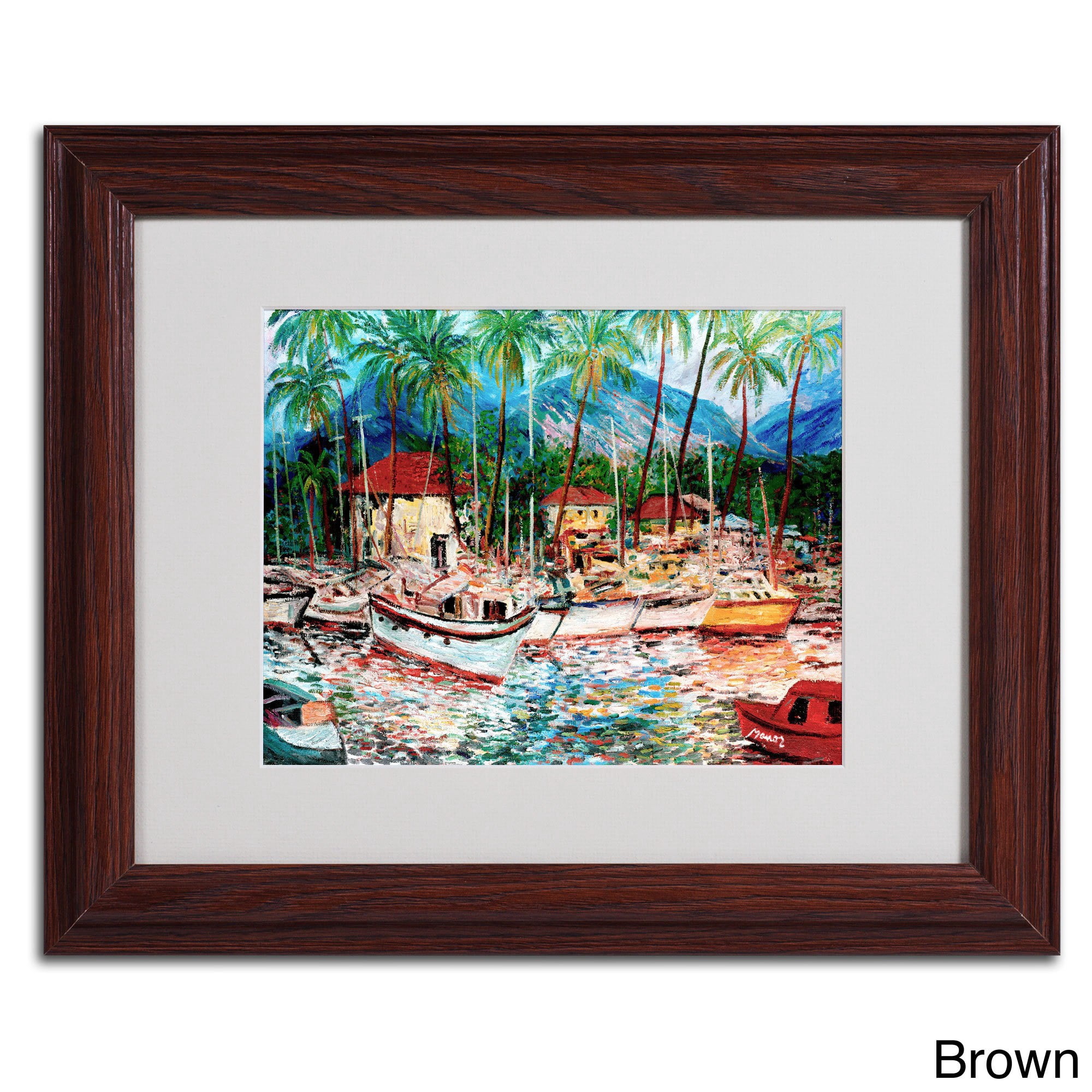Trademark Fine Art "Lahaina Boats" Canvas Art by Manor Shadian, Wood Frame
