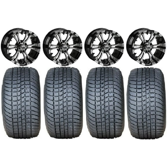 LSI Warlock 12" Black Golf Wheels 215x50-12 Pro Rider Tires Yamaha