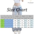 thumbnail image 6 of Women's Low Rise Heart Pattern Baggy Jeans Washed Wide Leg Denim Cargo Pants Y2k Flare JeanStreetwear, 6 of 6