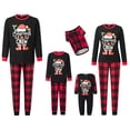 thumbnail image 1 of Pijamas familiares navideños a juego: camiseta de manga larga con estampado de gorro de Papá Noel y pantalón a cuadros., 1 of 9