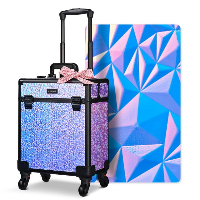 Byootique Rolling Makeup Train Case Cosmetic Trolley Organizer Mermaid Purple