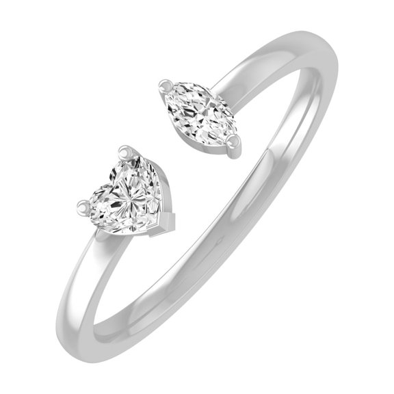 ARAIYA FINE JEWELRY 14K White Gold Lab Grown Diamond Heart Ring (1/4 cttw, D-F Color, VS1 Clarity) Size 5