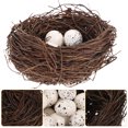 thumbnail image 3 of 16 piezas de simulación de nido de pájaro de ratán Decoración de bricolaje de huevo de Pascua Decoración de bricolaje (4 piezas de nido de pájaro de 10 cm, 12 piezas de huevos de pájaro), 3 of 7