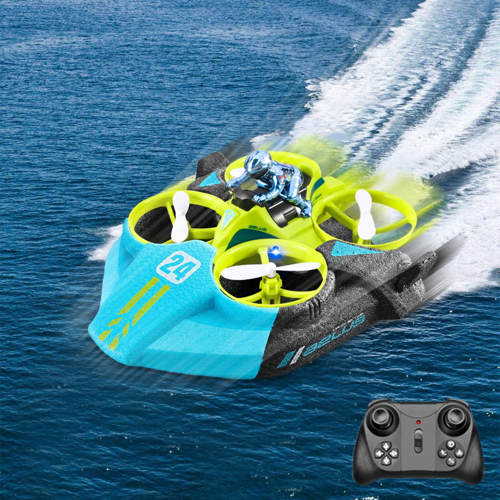 B Remote Control 3 In 1 Toy Helicopter Speedboat Drift Car Hovercraft For Land Water Air Play