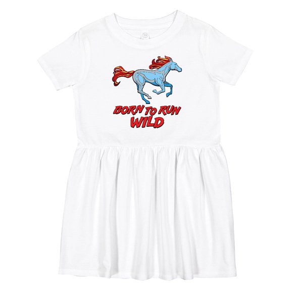 Inktastic Born to Run Wild Galloping Horse Girls Toddler Dress