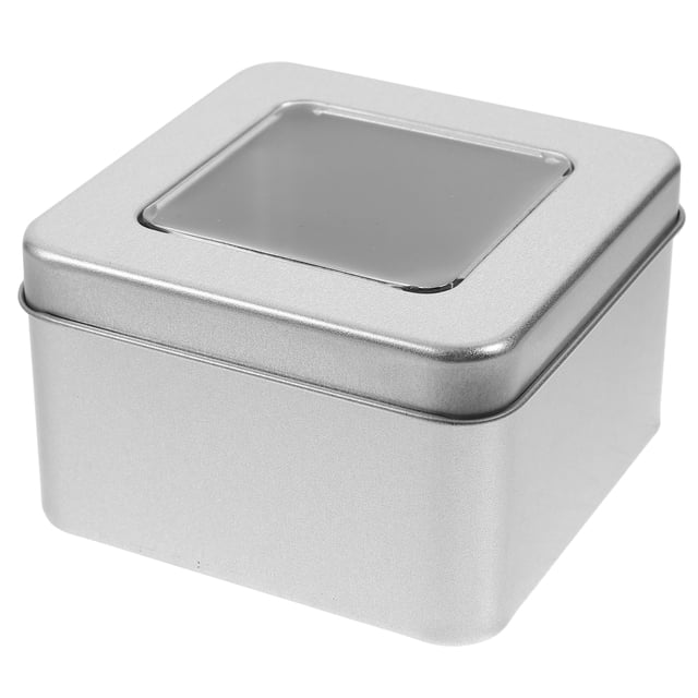 MasteelfCA Matte Clear Square Empty Tin for Store Spices Candies Tea Gift Giving - Silver