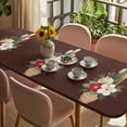 thumbnail image 3 of Cherry Blossoms Table Cloths for 8 Foot Rectangle Tables, Japanese Spring Floral Leaves Rustic Brown Patio Waterproof Elastic Fitted Tablecloths, Washable Rectangular Table Cover for Camping, 3 of 8