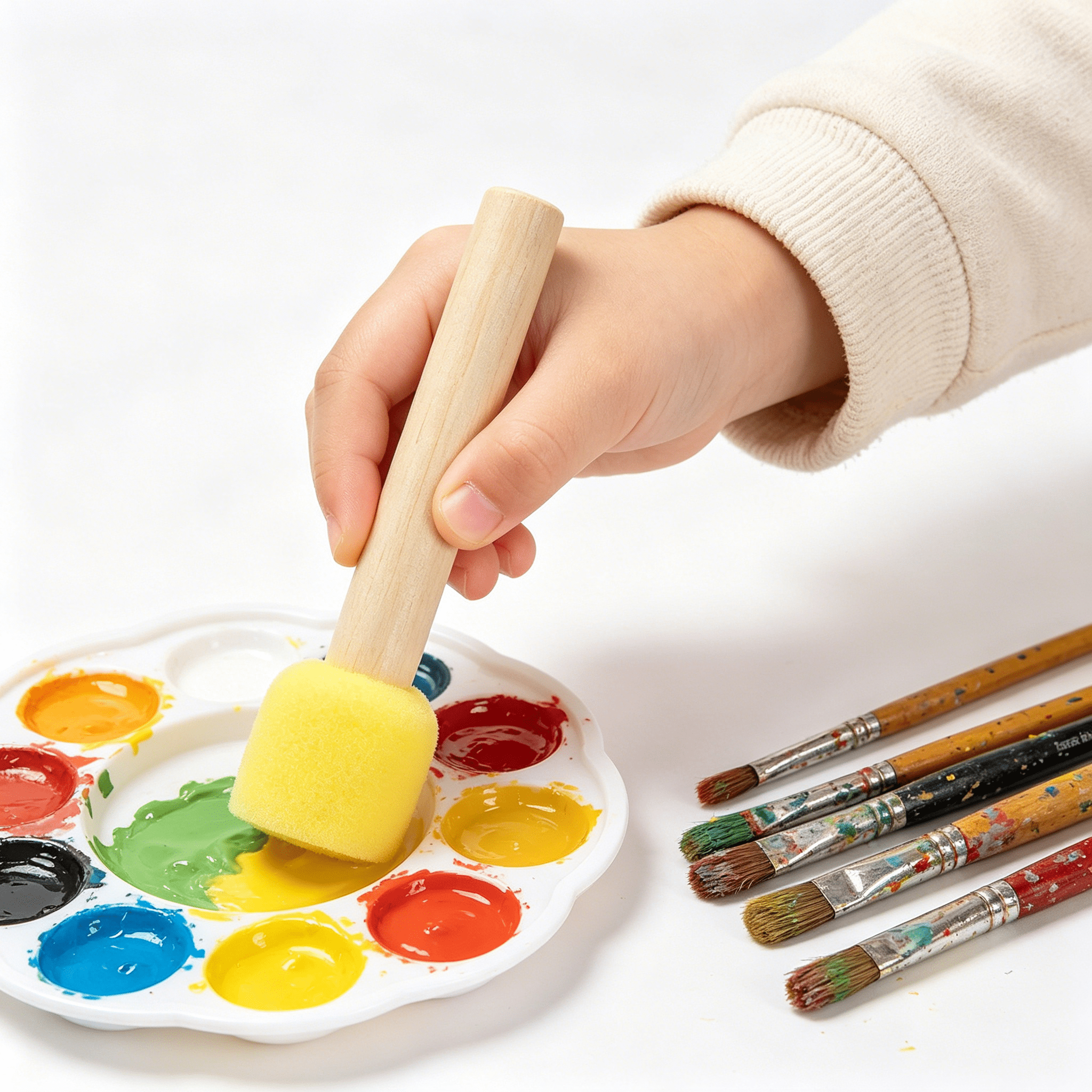 CCOCC 2026 New 4Pcs Foam Paint Brushes Soft Sponge Foam Brush Various Sizes Sponge Paint Brush Style 1 for Painting Crafts Smooth Application Detail Work Easy Cleaning
