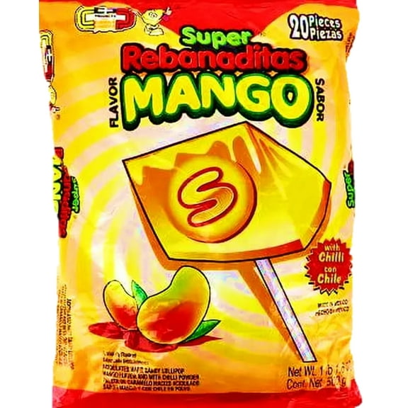 Super Rebanaditas Mango Lollipop with Chile 20 ct - Case - 8 Units
