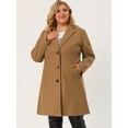 thumbnail image 4 of Women's Plus Size Winter Coats Elegant Notched Lapel Single Breasted Trench Coat Camel 2X, 4 of 7