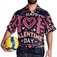 thumbnail image 4 of Valentine's Day Font Men's Short Sleeve Casual Printed Button Down Beach Shirt - Summer Hawaiian Top, 4 of 6