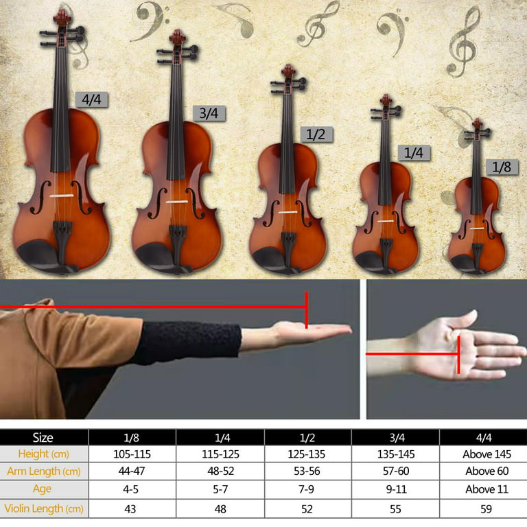 4/4 Violin for Beginners, Acoustic Solid Violin Fiddle Starter Kit