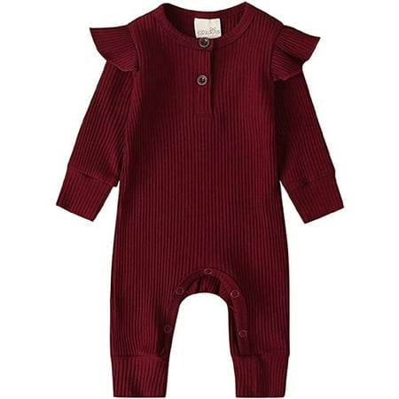 

Fanvereka Newborn Baby Boys Girls Romper Ribbed Bodysuits Long Sleeve Knit Cotton