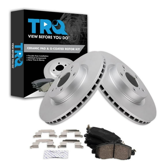 TRQ Front Posi Ceramic Brake Pad & Coated Rotor Kit Fits Select 2017-2019 Subaru Impreza