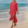 thumbnail image 2 of YSUEJPF Swimsuit Coverup for Women Long Button Down Shirt Dress Beach Bathing Suit Cover Up, 2 of 9