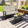 thumbnail image 1 of Costway Ensemble de Mobilier de Terrasse 2 Pcs Banc d'Amour Table Chaise Coussinée Beige, 1 of 10