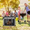 thumbnail image 4 of Gymax 32 in Portable Folding Dog Crate w/ Mesh Mat & Locking Zippers for Cat Carrier Use, 4 of 10