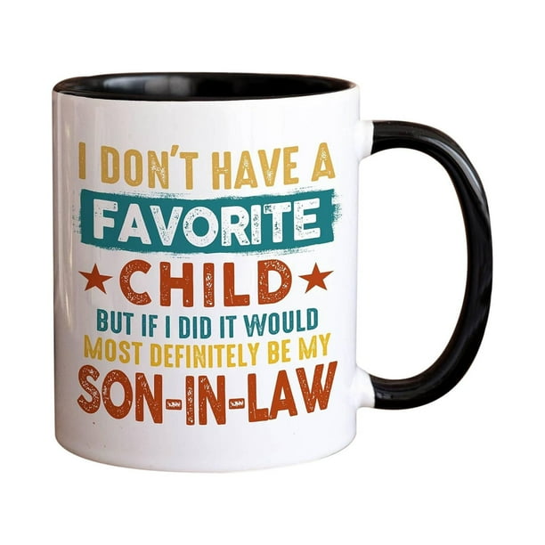Taza vintage con texto "No tengo hija favorita" | Taza de café de cerámica blanca brillante | Apta para lavavajillas y microondas | Capacidad de 350 ml | Regalo divertido para mamá, papá, hija,