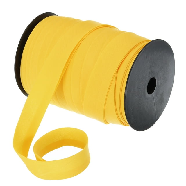 Uxcell Polyester Cotton Double Fold Bias Tape Continuous Bulk Bias Tape For Sewing Trimming Yellow 1" x 55 Yard