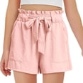thumbnail image 2 of Babcutegg Girls High Waisted Shorts, Casual Loose Fit Tie Waist Shorts, Wide Leg Summer Shorts for Girls Ages 5-14 Pink Size 8, 2 of 5