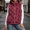 thumbnail image 5 of QATAINLAV Fleece Sherpa Vest for Woman Winter Fuzzy Fluffy Checkered Plaid Sleeveless Zip Up Jacket with Pockets, 5 of 8