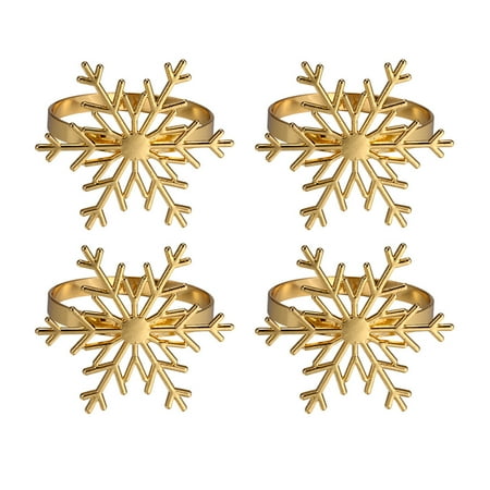

4pcs Christmas Napkin Rings Napkin Buckles Dining Table Decorations (Golden)