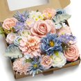 thumbnail image 1 of Piklado Caja Combinada De Flores Artificiales, Juego De Flores Artificiales, Hojas Sueltas Y Tallos, Ramo De Centro De Boda, Novia, Boda, Baby Shower (Polvo Azul Nostalgia), 1 of 5