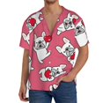 thumbnail image 1 of Fotbe French Bulldog Camisa Estampada de Manga Corta para Hombre, Casual de Verano, Estilo Playero, Sin Arrugas-Small, 1 of 5