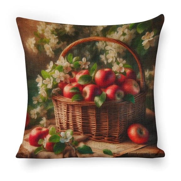 apples flowers rustic Linen toss pillowcase decoration pillowcase gifting preferred 18x18 inch cushion cover sofa pillowcase sofa bedroom living room car