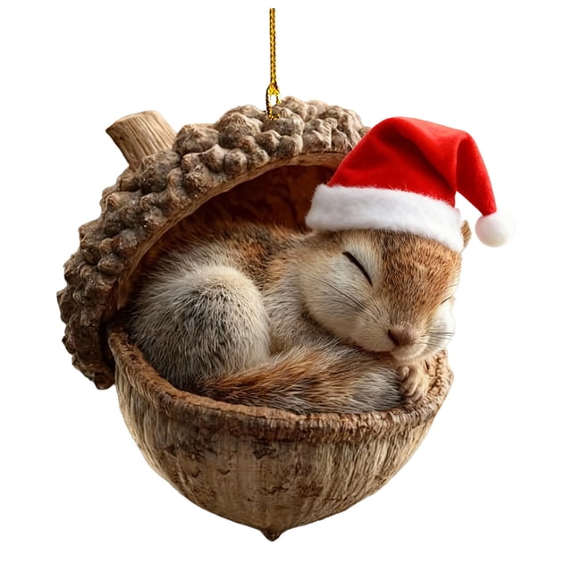 Christmas Tree Ornaments Acrylic Forest Animals Print Decorations 3.1 in With Hanging Cord For Holiday Tree Display