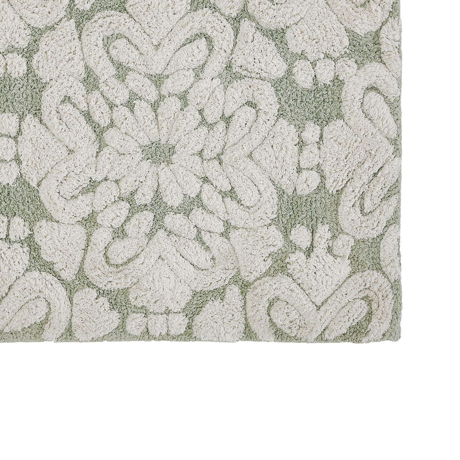 Better Trends 2 Piece Bathroom Rug Set 100% Cotton Extra Soft Tufted Bath Rug Water Absorbent Non-Slip Bath Mat Machine Washable (Sage) Medallion Collection