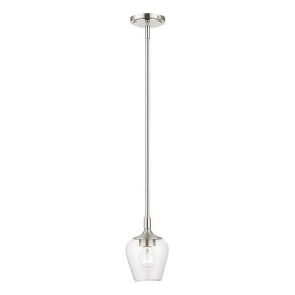 46721-91 Livex Lighting Willow - 1 Light Pendant In Transitional Style-16.5 Inches Tall and 5.75 Inches Wide-Brushed Nickel Finish    -Traditional