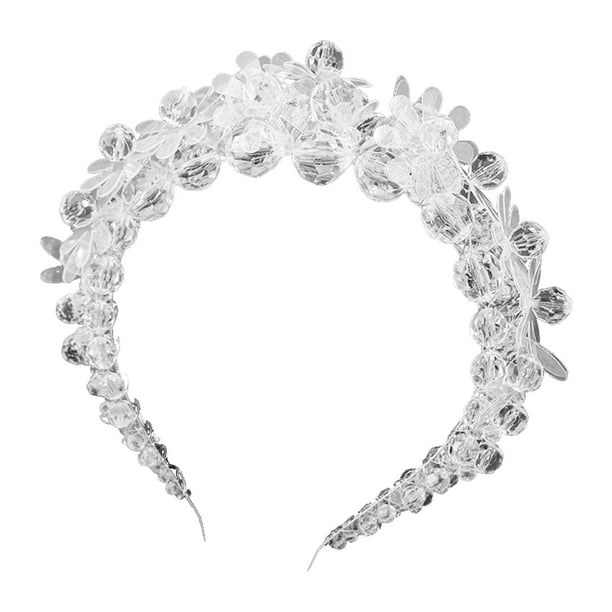 Diadema de cuentas para mujer, diadema, tocado, decoración, aro para fiesta, boda Blanco