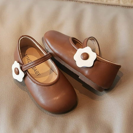 

Bnwani Toddler Boy Shoes Thick Small Princess Shoes Girl Leather Shoes Baby Girls Soft-Soled Casual Shoes Brown Size 3-4 T