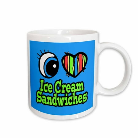 3dRose Bright Eye Heart I Love Ice Cream Sandwiches - Ceramic Mug, (Best Games For Android Icecream Sandwich)