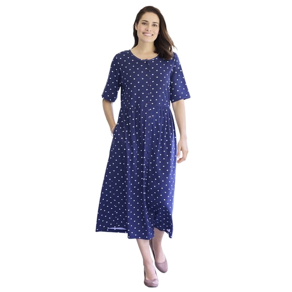 Woman Within Plus Size Short-Sleeve Button-Front Pocket Dress (Petite Available)