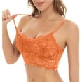 thumbnail image 2 of AINIYS Lace Bralettes Stretchy Camisoles Secure Fit Bra for Women Longline Bra Bralette Camisole Floral Bandeau Bra Crop Top Spaghetti Strap Breathable Everyday Bras Orange M, 2 of 8
